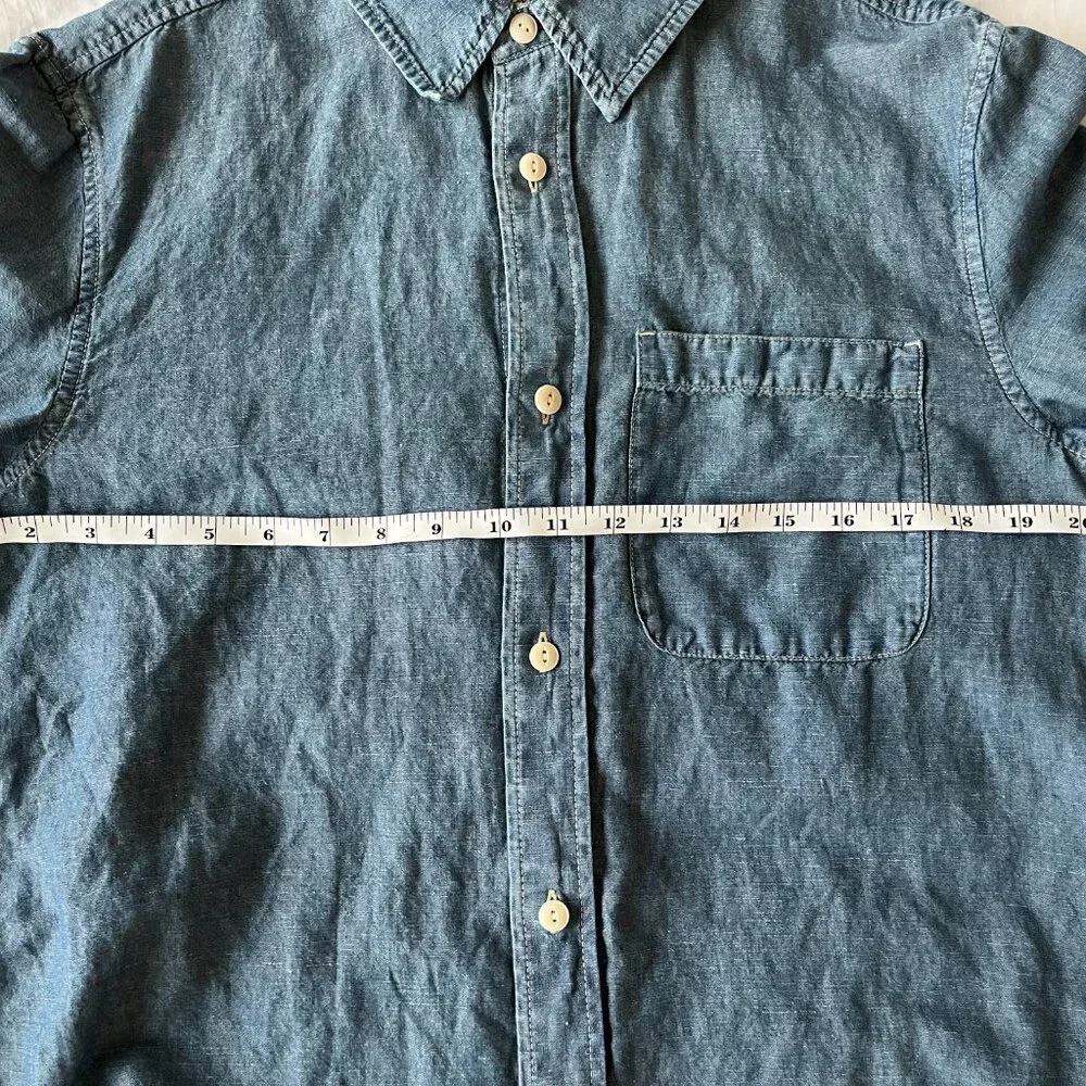 Madewell Chambray Cotton Linen Blend Blue Long Sleeve Button Down Shirt M - Picture 8 of 10